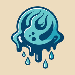 Creative Cool Water Shape: Minimalist Melting Brand Sign Theme for Print on Demand Design