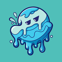 Creative Cool Water Shape: Minimalist Melting Brand Sign Theme for Print on Demand Design