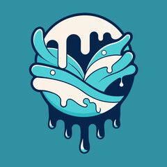 Creative Cool Water Shape: Minimalist Melting Brand Sign Theme for Print on Demand Design