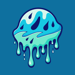 Creative Cool Water Shape: Minimalist Melting Brand Sign Theme for Print on Demand Design