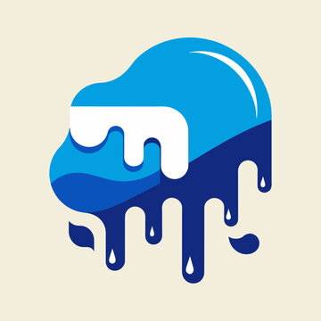 Creative Cool Water Shape: Minimalist Melting Brand Sign Theme for Print on Demand Design