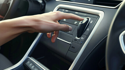 Hand press the slider in the car.
