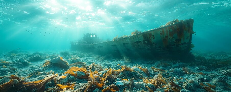 Garbage floating in the middle of the sea