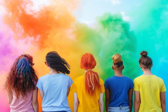 LGBTQ Pride gender therapist. Rainbow radiant colorful basement diversity Flag. Gradient motley colored ou crimson red LGBT rights parade festival anongender diverse gender illustration