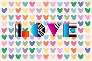 love design over color heart shape  background vector illustration.