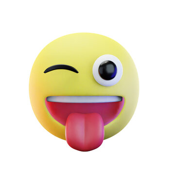 3D render Crazy face emoji 3D illustration
