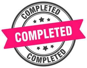 completed stamp. completed label on transparent background. round sign