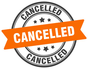 cancelled stamp. cancelled label on transparent background. round sign