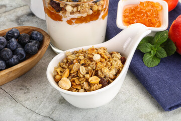 Granola museli cereal for breakfast