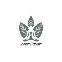 a black natural ,women yoga logo on white background