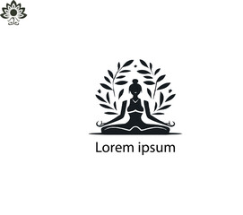a black natural ,women yoga logo on white background