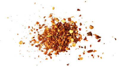 ground red chili pepper, dry paprika powder spice, graphic element isolated on a transparent background	 - Powered by Adobe