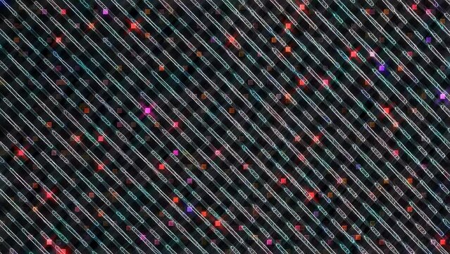 Bright dots set smooth movement colorful lines 