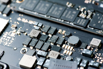 Abstract,close up of Mainboard Electronic background.
(logic board,cpu motherboard,circuit,system board,mobo)
