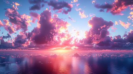 A Magical and Stunning Pink and Purple Sky with Clouds