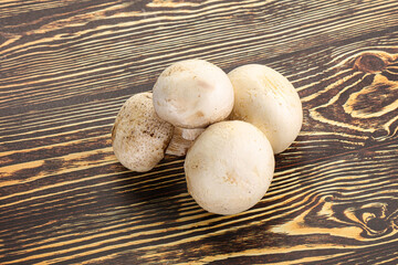 Natural organic ripe champignon mushrooms