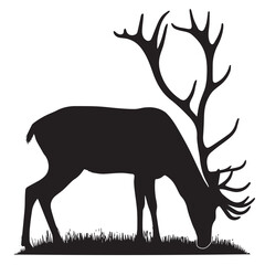 Graceful deer silhouettes black and white