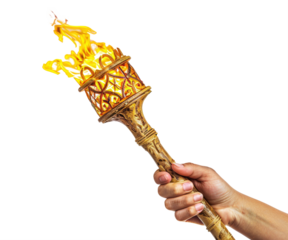 A hand holding a torch isolated on transparent background.