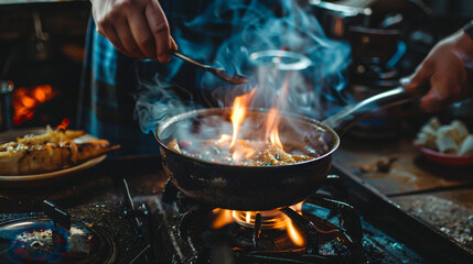 Heating a pot with a gas stove