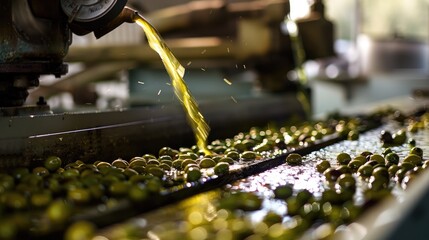 Obraz premium Olive oil production process