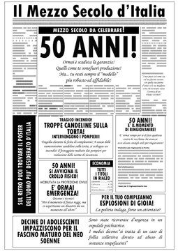 Biglietto di auguri divertente 50 anni stampabile su A3 personalizzabile modello giornale. Biglietto di auguri compleanno da personalizzare e stampare.