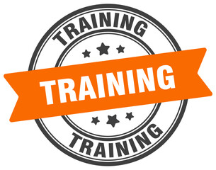 training stamp. training label on transparent background. round sign