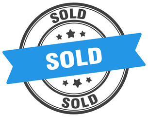 sold stamp. sold label on transparent background. round sign