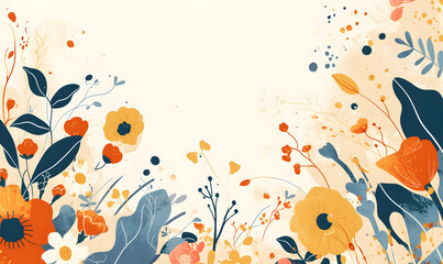 Fototapeta na wymiar Hand drawn vector abstract floral background in scandinavian style. Pastel colors, Generative AI
