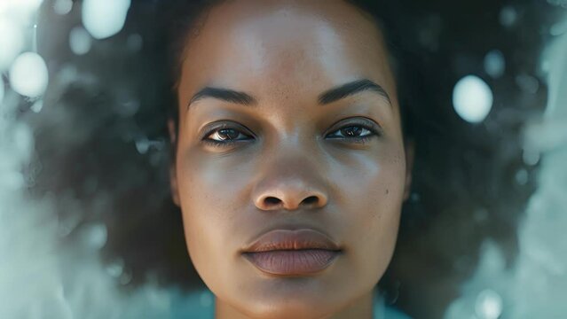 Portrait of a woman of color her features strong and proud representing the resilience it takes to discover and embrace ones true self in a society that may not always accep, Close-up of Womans Face