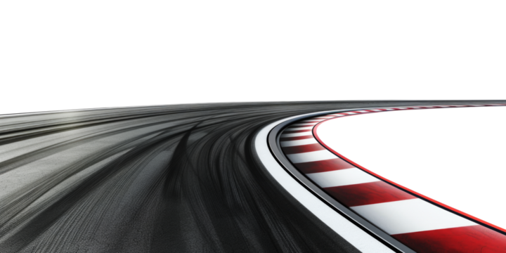 A race track curving right isolated on transparent background.