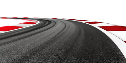 A race track curving left isolated on transparent background.