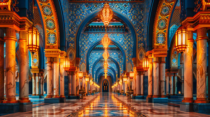 Ancient wisdom meets architectural grandeur in a mosques detailed artistry, a testament to cultural heritage and religious devotion - obrazy, fototapety, plakaty