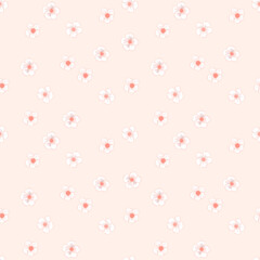 Peach fuzz pastel floral seamless pattern with hand drawn line art flower for textile, wallpaper, scrapbook, cover in shabby chic style. Vector background.