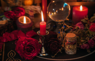 Concept of love magic, love spell attracting love, predictions of fate and other magic.	