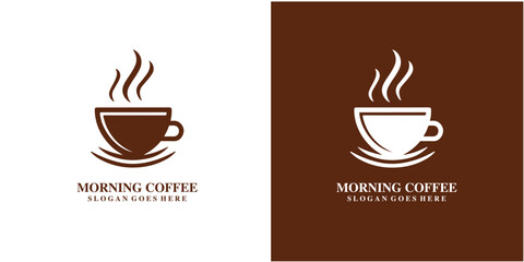 Coffee morning, coffee cafe logo illustration design template