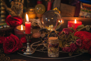 Concept of love magic, love spell attracting love, predictions of fate and other magic.	