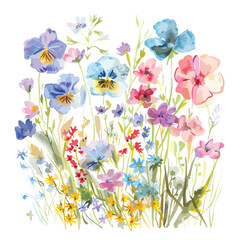 Watercolor gentle flower greeting card wild flowers