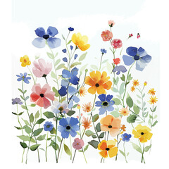 Watercolor gentle flower greeting card wild flowers