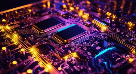 Circuit gold and blue on technology futuristic concept background