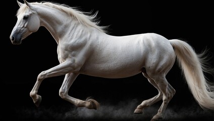 Obraz na płótnie Canvas Graceful White Equine Elegance on a Dark Canvas