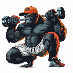 Bodybuilding concept with gorilla