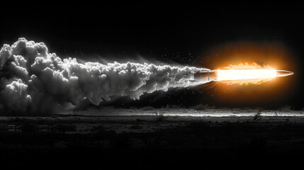 Fire and Smoke from a Rocket Taking Off - obrazy, fototapety, plakaty