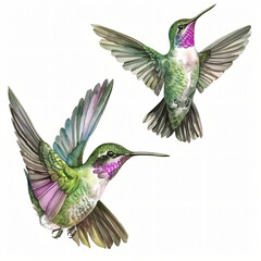 Hummingbirds watercolor.