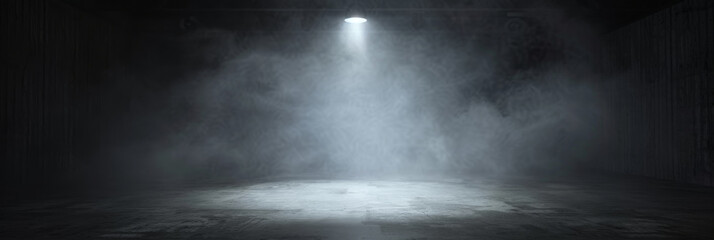 A dark room with a concrete floor and a spotlight. Suitable for dramatic or mysterious themed designs, theater and event promotion, and creative storytelling visuals. empty dark blue room	 - obrazy, fototapety, plakaty