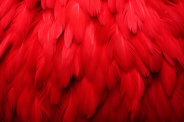 Red feathers close-up, background, pattern