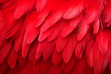 Obraz premium Red feathers close-up, background, pattern 