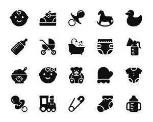 Baby icon set isolated on transparent background