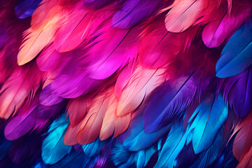 Beautiful colorful feathers close-up, background, pattern