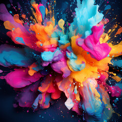 Abstract patterns created by colorful paint splatter