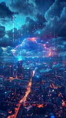 Fototapeta na wymiar Futuristic Data Storage and Cloud Technology